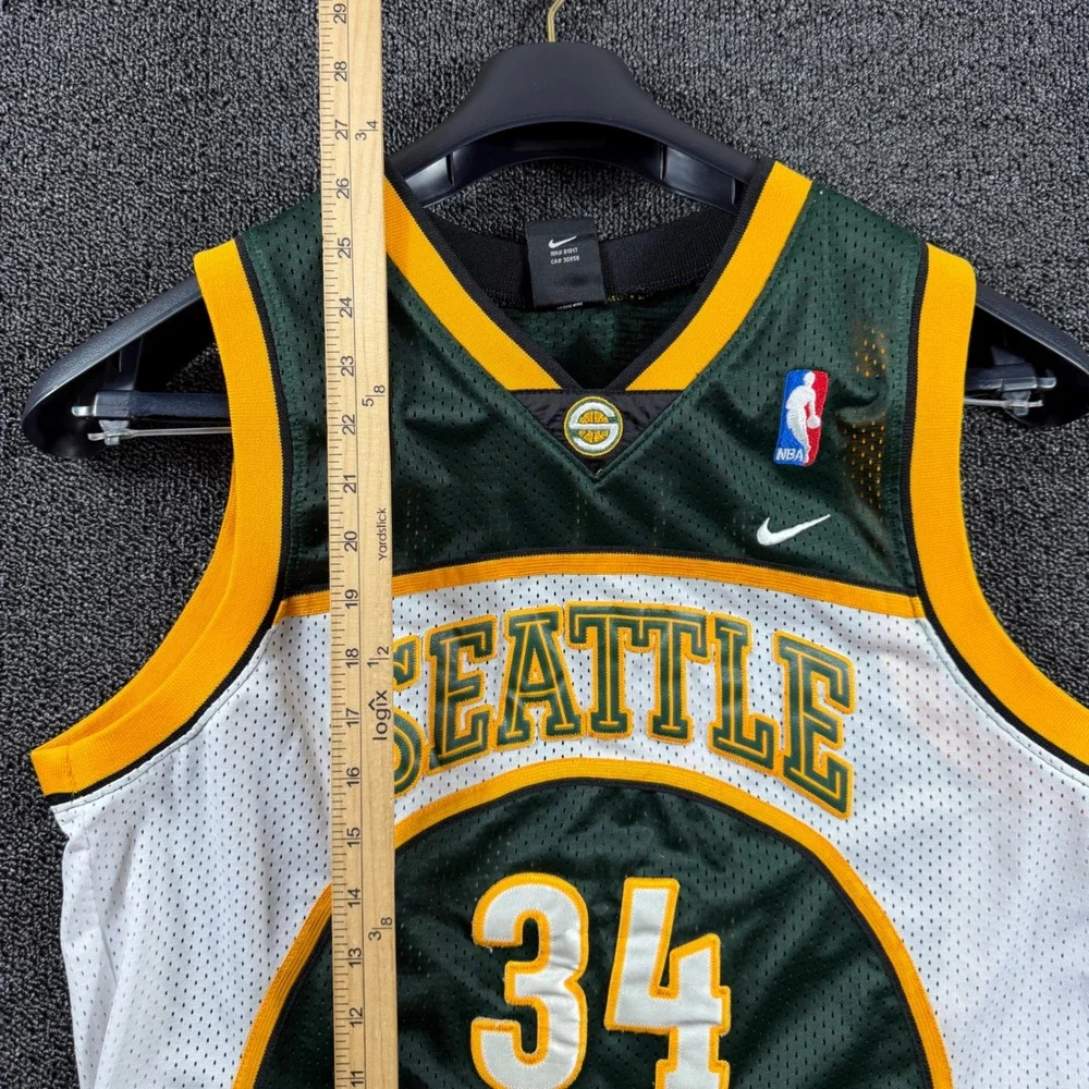 Vintage Nike Seattle‎ SuperSonics Ray Allen 34 NBA Jersey Green White Youth L +2